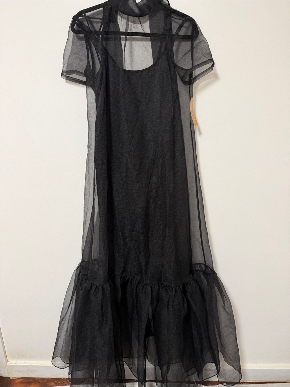 Chiffon Sheer Overlay Maxi Dress in Black - Picture 3 of 5